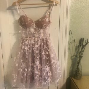 Blithe LA Pink Embroidered Mini Dress Sz S